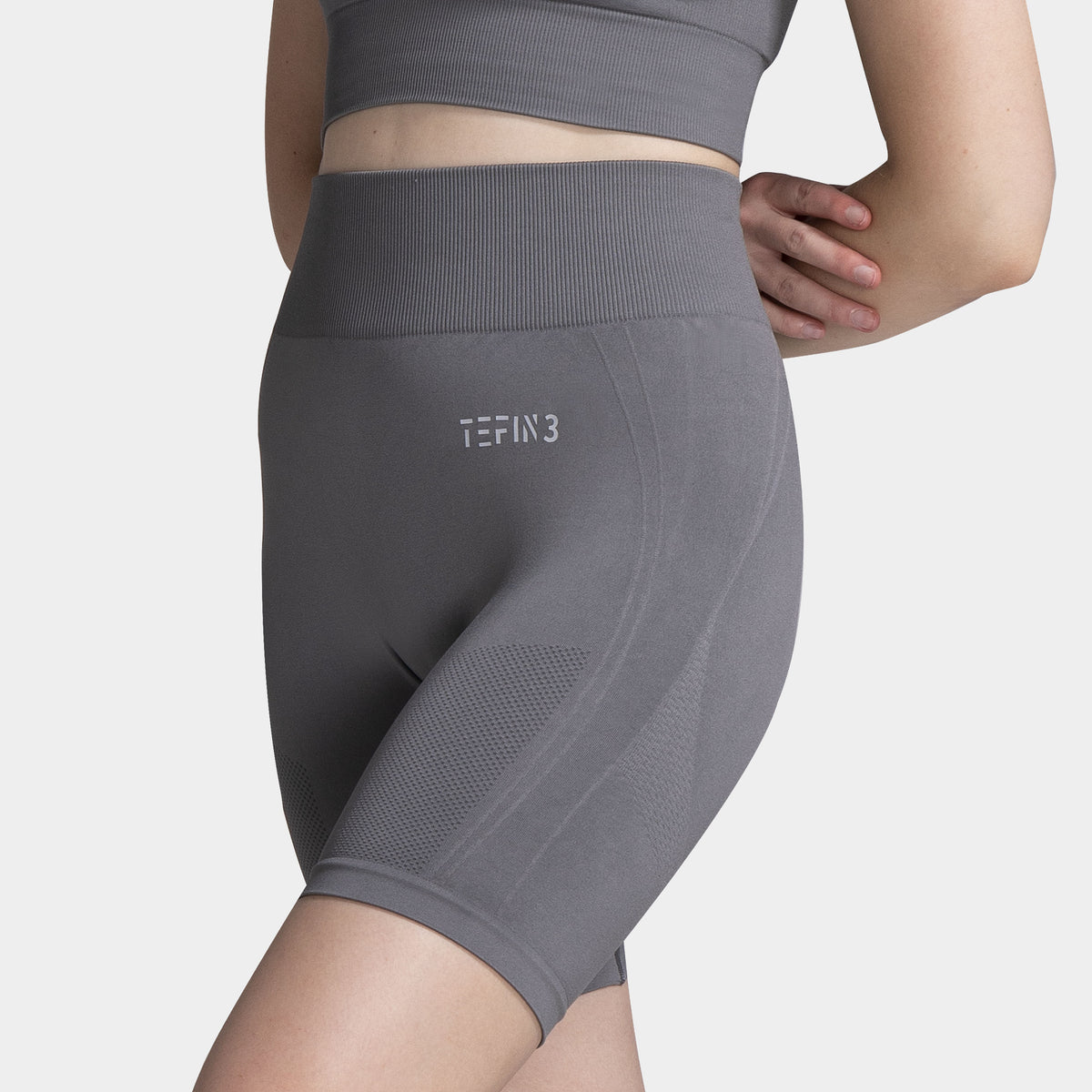 TEFIN3 Comfy Seamless Women Workout Shorts Grey
