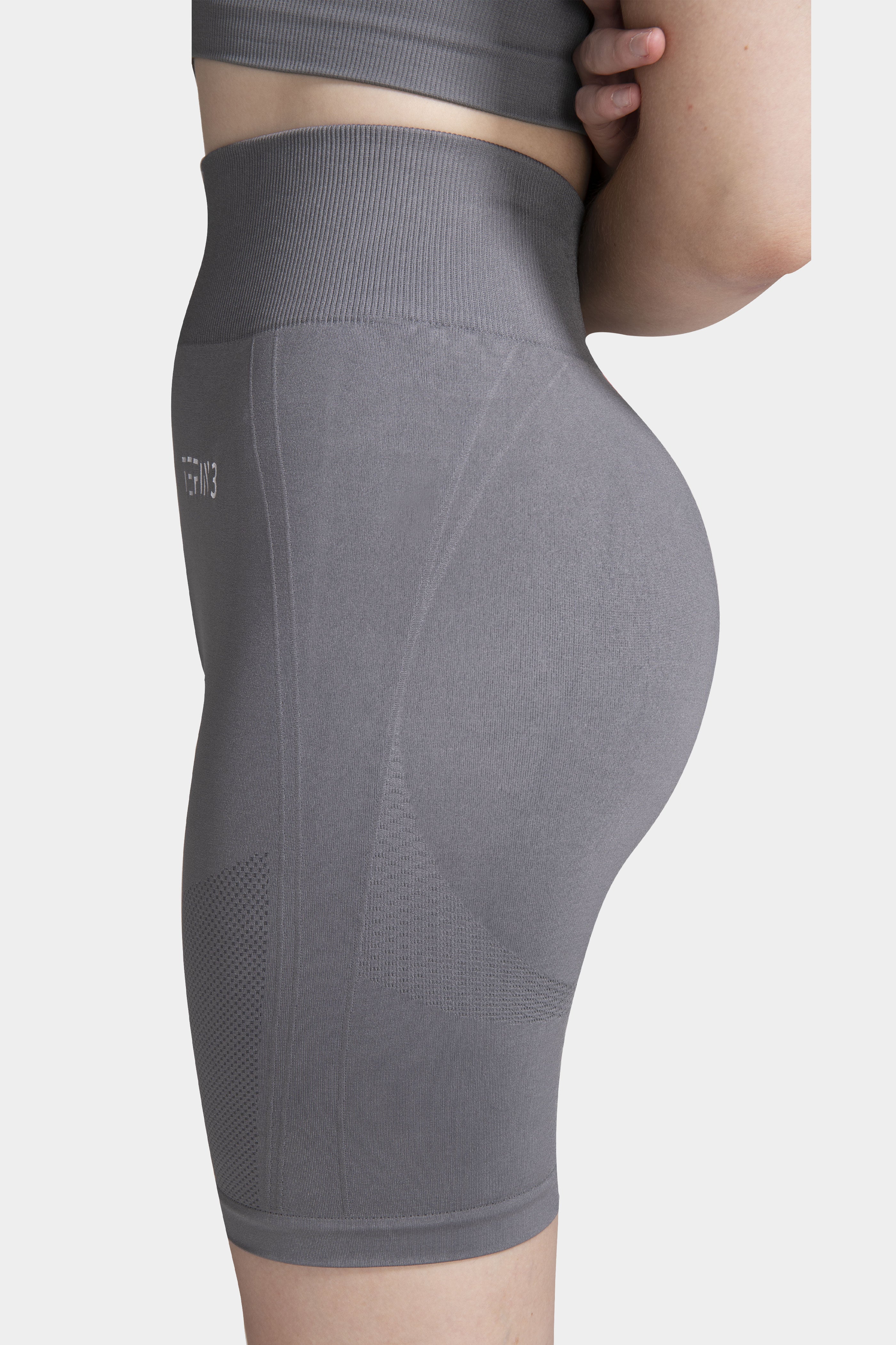 TEFIN3 Comfy Seamless Women Workout Shorts Grey