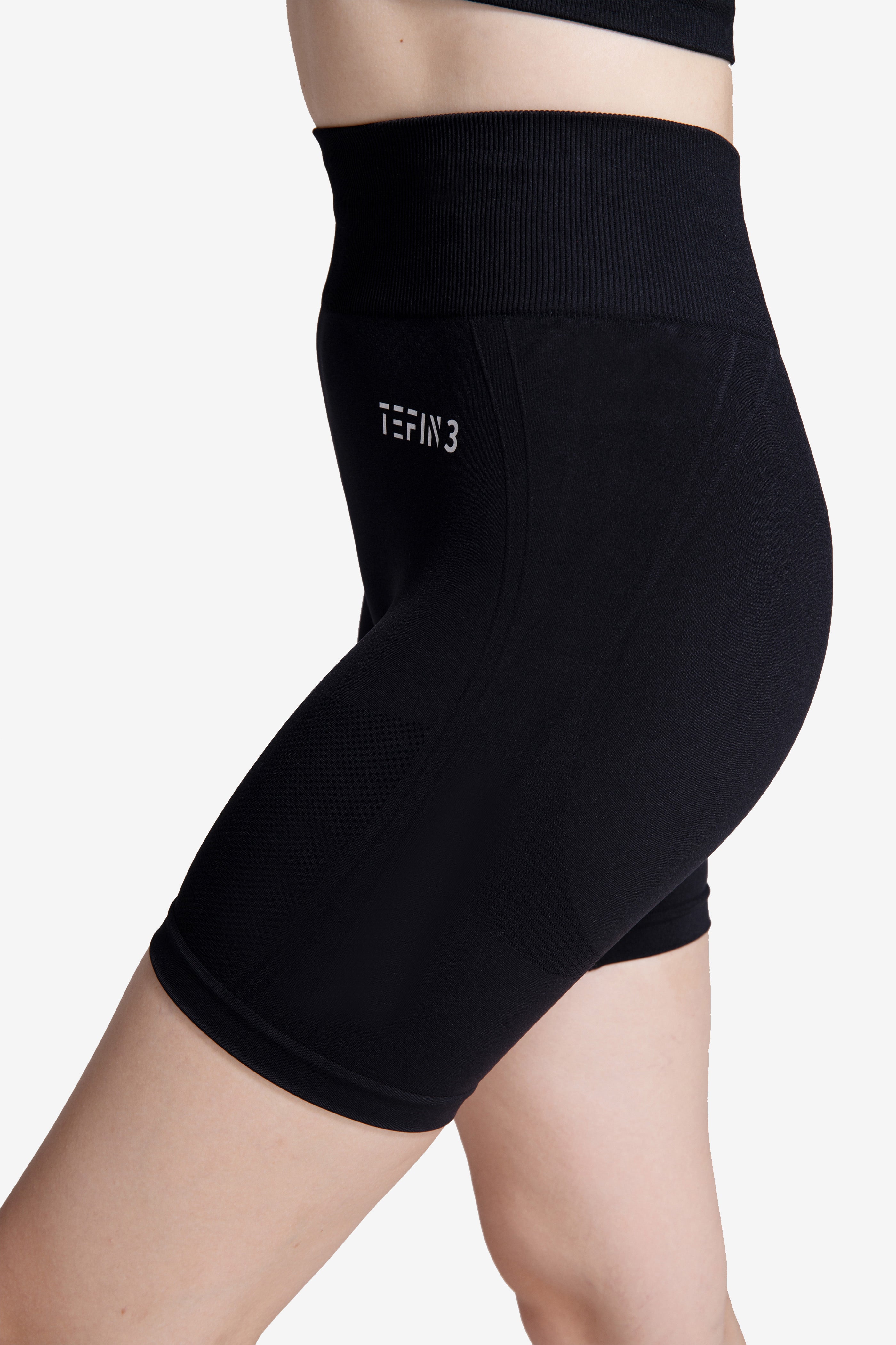 Women Black TEFIN3 Comfy Shorts Seamless Workout